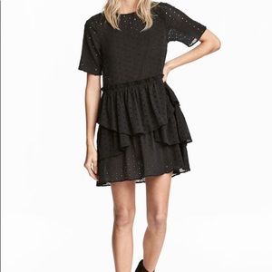 Black H&M eyelet dress with tiered skirt